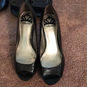 Black open shoes m heel